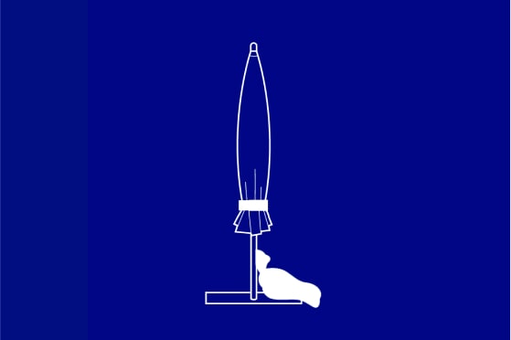 Illustration of an outdoor umbrella and it's cover on a blue background