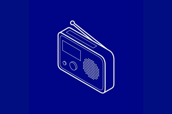 Illustration of a radio on a blue background